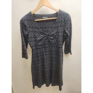 TOAD&CO Black White Geometric Print Twist Front 3/4 Sleeve Knit Dress Size S‎